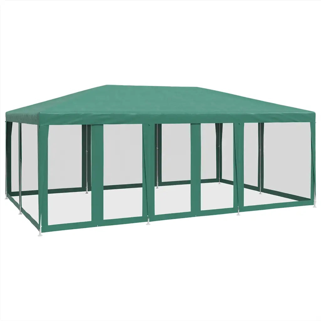 Tenda per Feste con 10 Pareti Laterali in Rete-Tenda da campeggio Verde 6x4 m HDPE