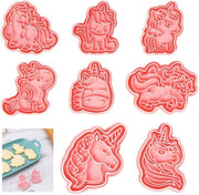 Set di stampi per biscotti 8 pezzi - Forme a forma di unicorno/dinosauro/autovettura - Plastica - 3D - Facile da utilizzare - Forme da stampare