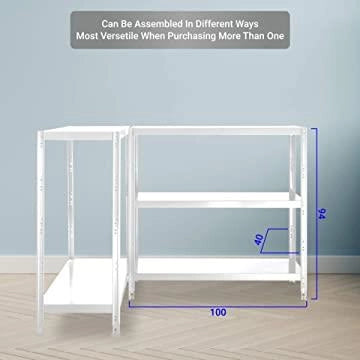 SCAFFALE IN METALLO BIANCO KIT BULLONI 100 X 40 X H 187 CM CON 5 RIPIANI