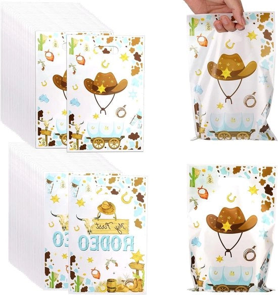 50 pacchi di gadget western per bambini con maniglie per regali di compleanno, premio o baby shower - attrezzature di festa rodeo