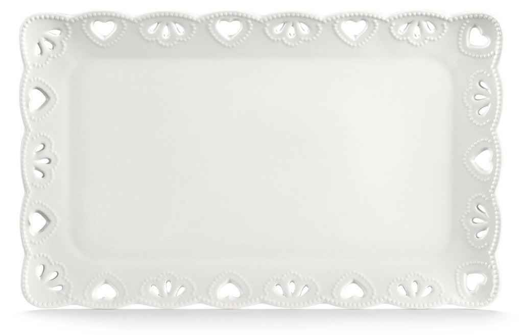 Vassoio Rettangolare 35x22 cm Traforato in Porcellana Kaleidos Juliet Bianco