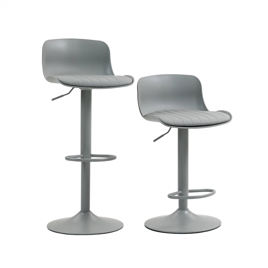 Sgabello da bar girevole regolabile in altezza grigio con schienale ergonomico e struttura in metallo