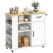 Mobile Cucina con Cassetto, Armadietto e Ripiano Regolabile, Bianco