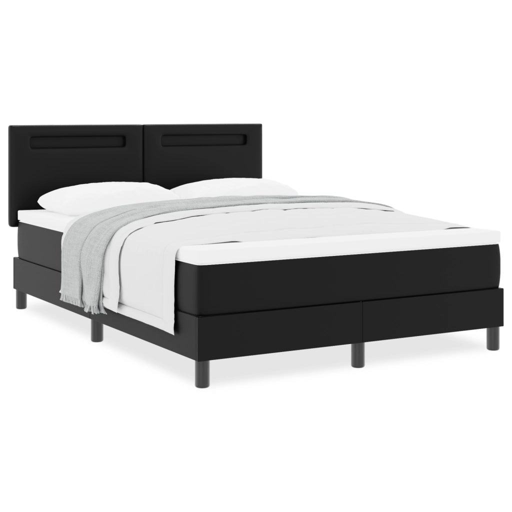 Letto a molle  con materasso nero 140x200 cm in pelle sintetica