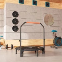 Trampolino Pieghevole Ø114 cm con Manubrio Regolabile Telaio in Acciaio, Arancione e Nero