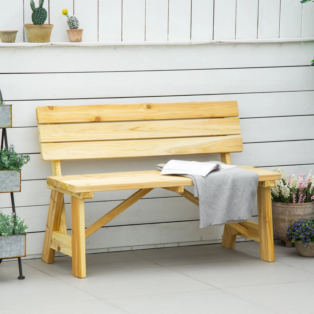 Panchina da Giardino 2 Posti in Legno ¨C zephmum ¨C Naturale 116x56x80