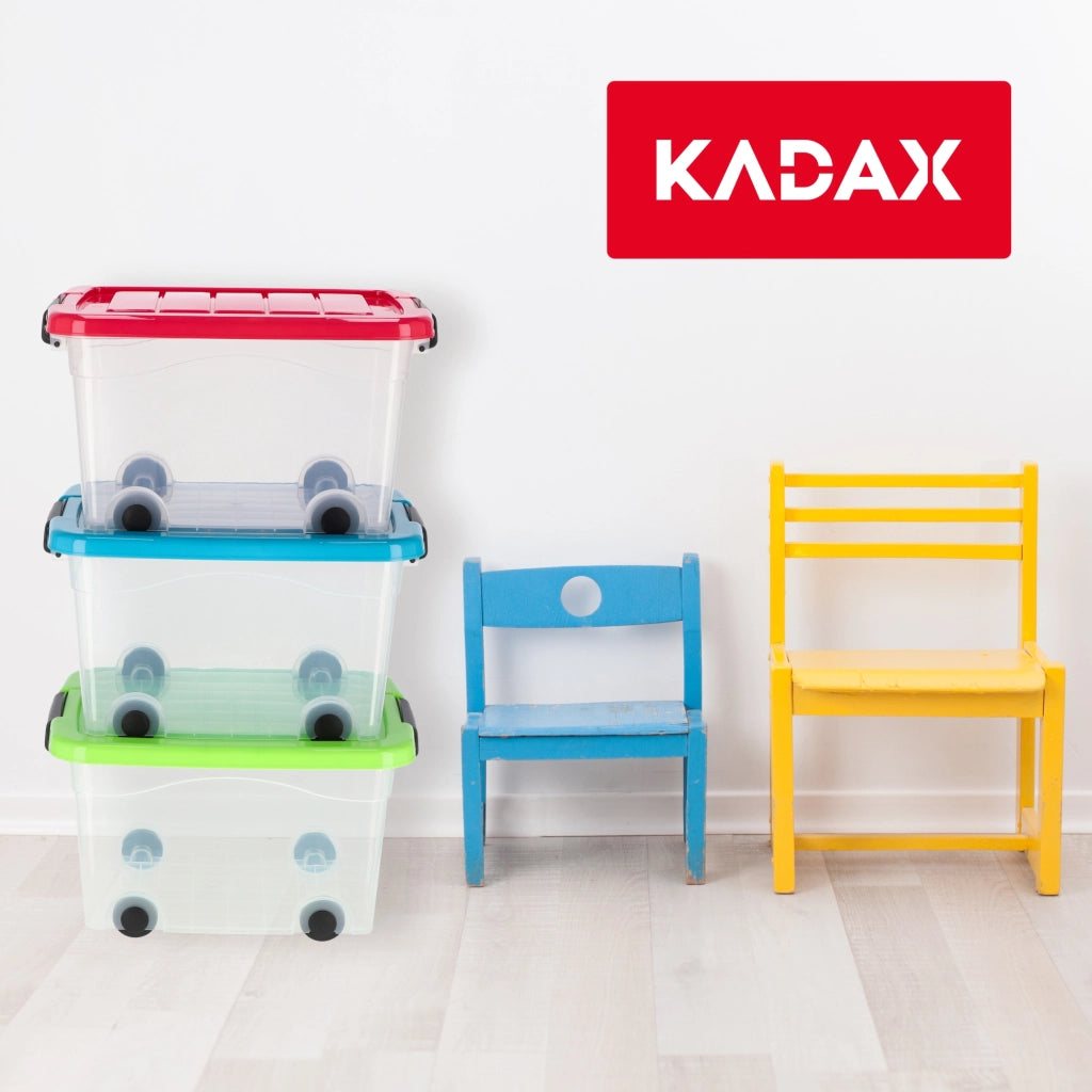 Contenitore per giocattoli KADAX, grande scatola con ruote, in plastica, grande 40 litri