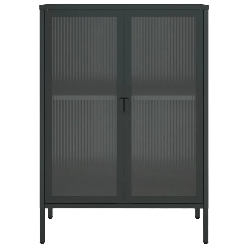 Buffet credenza cassettiera armadio mobile contenitore organizer per cucina soggiorno salotto 75 x 35 x 105 cm vetro e acciaio nero 02_0036121