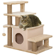 Casetta per Gatti con Tiragraffi e Giocattoli ¨C Zephmum ¨C Beige 60x40x66 cm