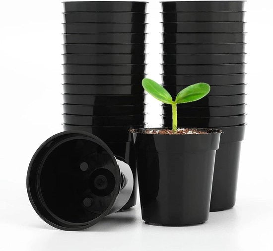 Mini vasi in plastica per piante - 50 pezzi - 5,4 cm - vasi per fiori in plastica neri - vasi rotondi per semi, piantine, verdure e erbe