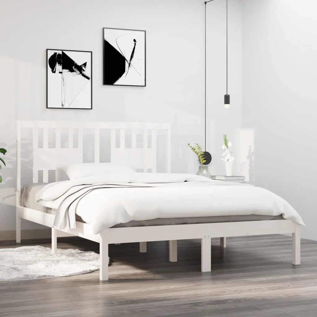 Giroletto-Struttura Letto Bianco in Legno Massello di Pino 120x200 cm 746721