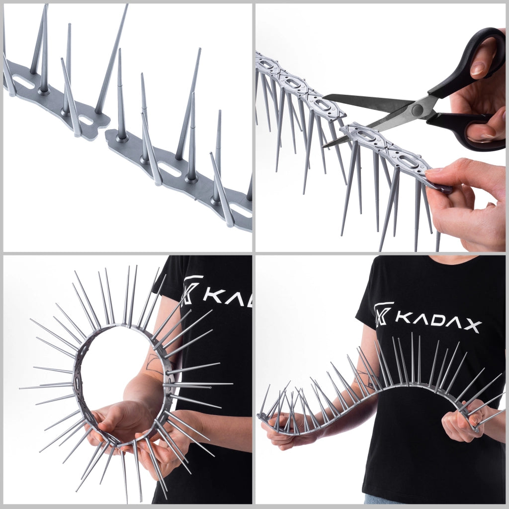 Punte dissuasive per uccelli KADAX in plastica, alte 48,5 cm, sicure.