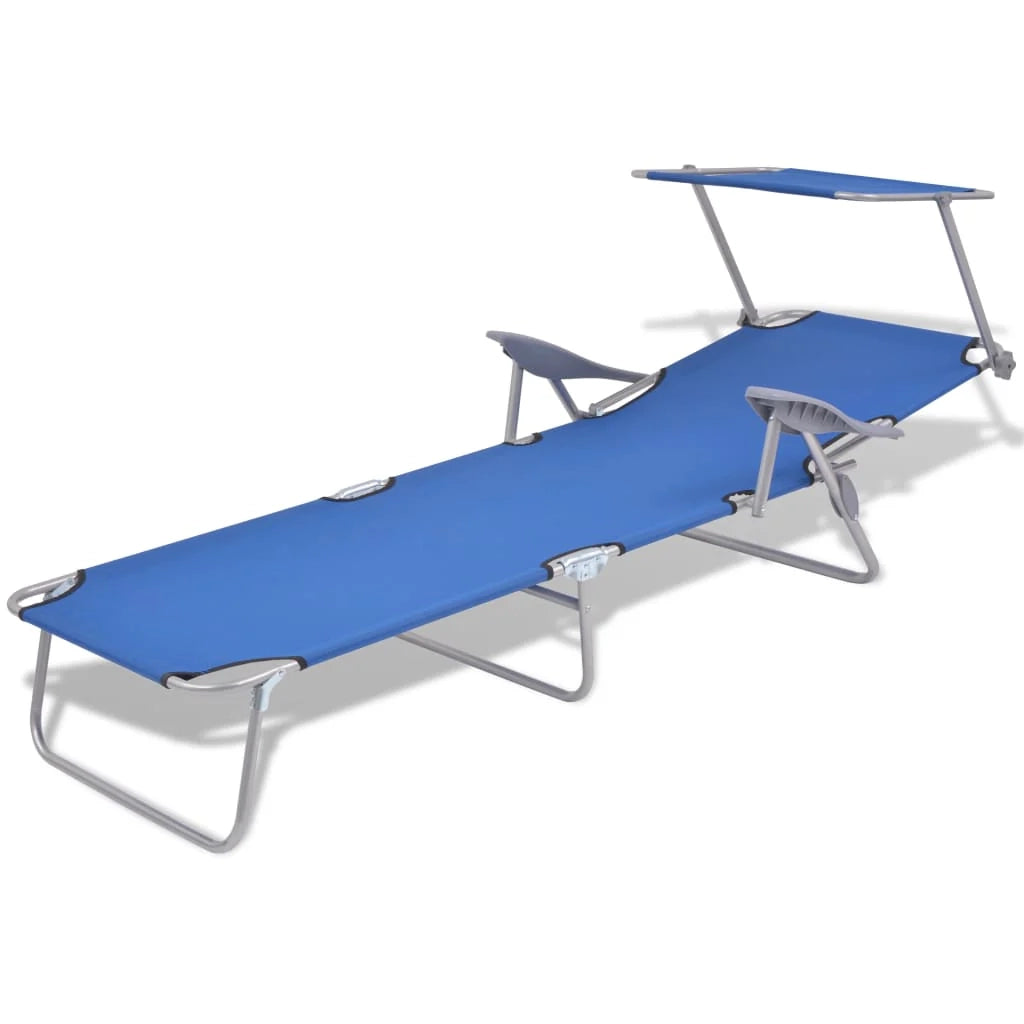 Lettino prendisole sedia a sdraio lettino prendisole letto da giardino mobili da esterno per patio con tettoia in acciaio blu 02_0012263