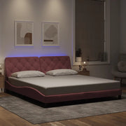 Giroletto con LED senza Materasso Rosa 180x200 cm in Velluto