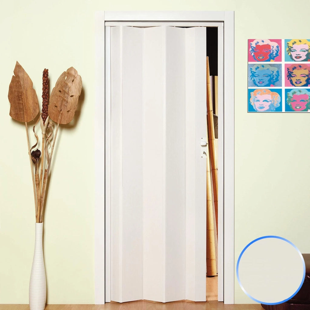 Porta a Soffietto da Interno in PVC Bianco Frassino 83x214 cm mod. Maya