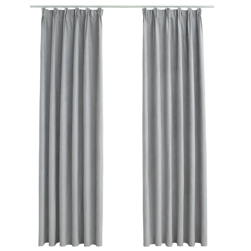 Tende Oscuranti con Ganci 2 pz Grigie 140x175 cmcod mxl 127624