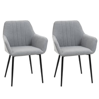 Set 2 Sedie Imbottite 59,5x56,5x81 cm in Lino Grigio Chiaro