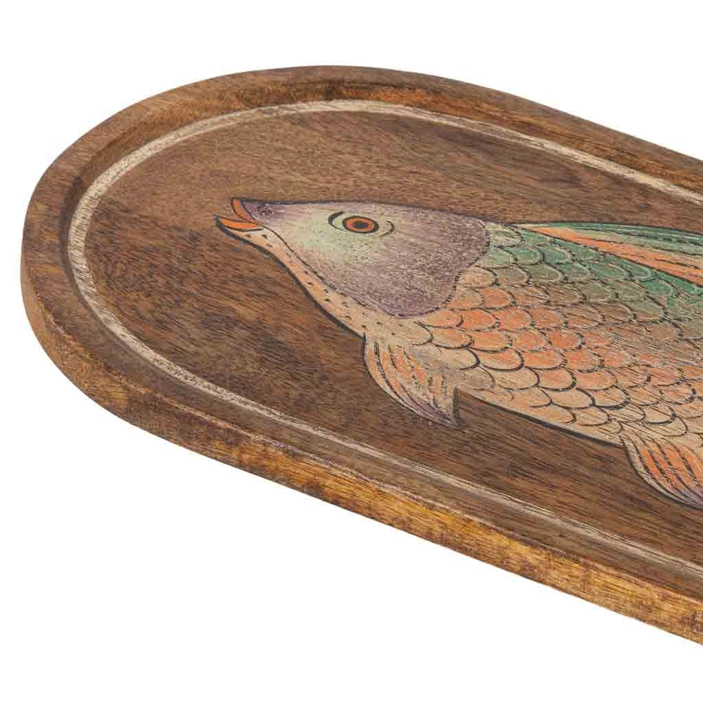 Vassoio in legno marrone 48x2x25 cm