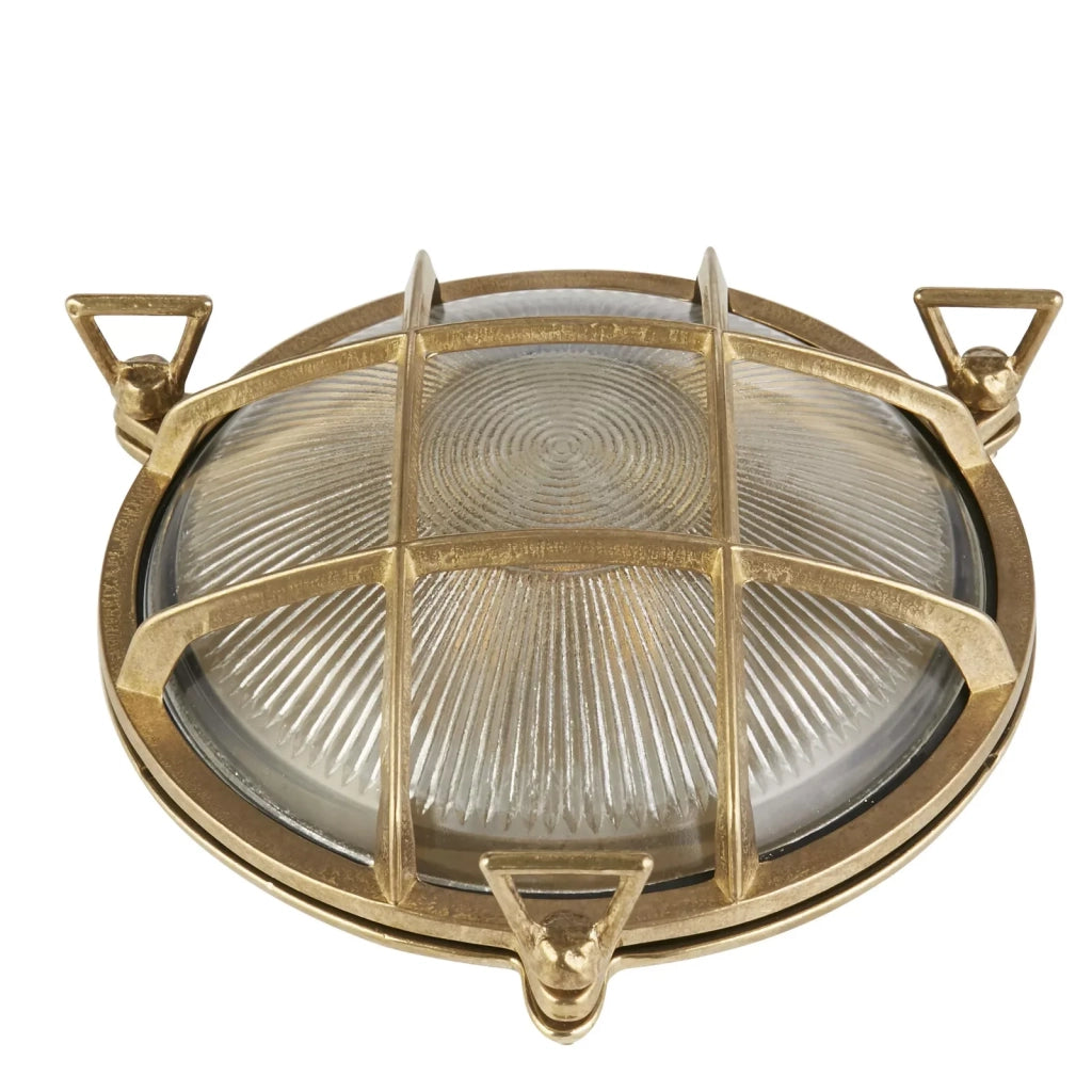 Applique Da Esterno Vintage - Decò Paratia Ottone Vetro 1 Luce E27