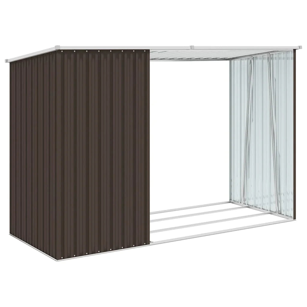 Legnaia da giardino 245 x 98 x 159 cm in acciaio zincato marrone 02_0022398