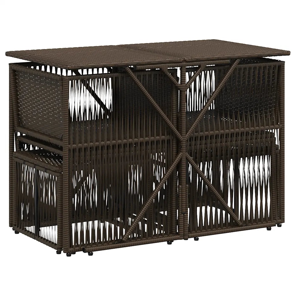 Set da pranzo da giardino da 7 pz con Cuscini in Polyrattan Marrone 369015
