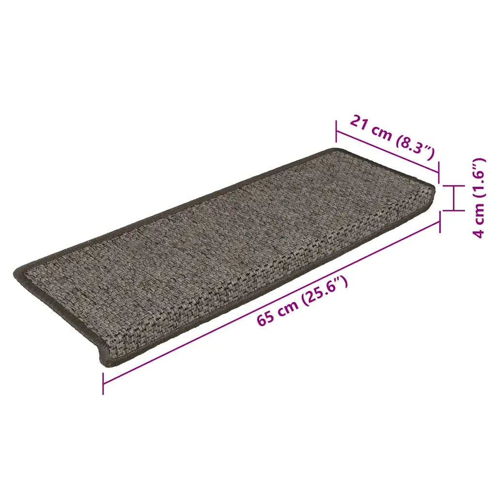 Tappeti Autoadesivi Scale Sisal 15 pz 65x21x4 cm Grigio e Beige 326884