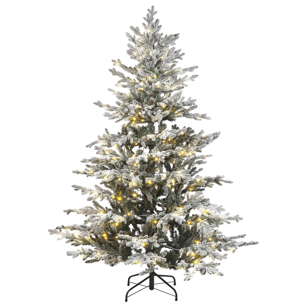 Albero di natale artificiale bianco sintetico 180 cm innevato pre innevato con neve rami innevati led lucine natalizie