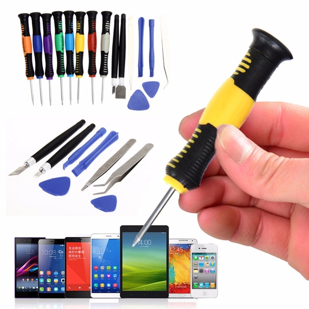 Trade Shop - Kit Riparazione Per Smartphone Set 16 In 1 Pezzi Cacciaviti Apertura Leve -