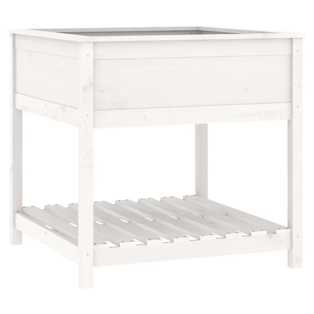 Fioriera con Mensola Bianca 82,5x82,5x81 cm Legno Massello Pino 823795