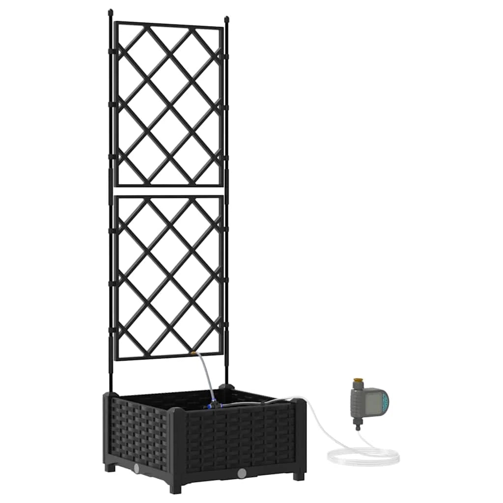 Fioriera da giardino dal design moderno con irrigazione 40 x 40 x 126 cm acciaio nero 02_0058546