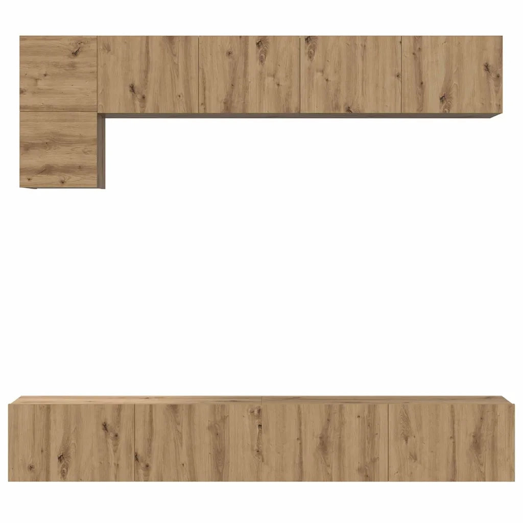 Set mobile TV 5 pz-Set di 5 Credenza per TV Rovere artigianale Legno multistrato 619845