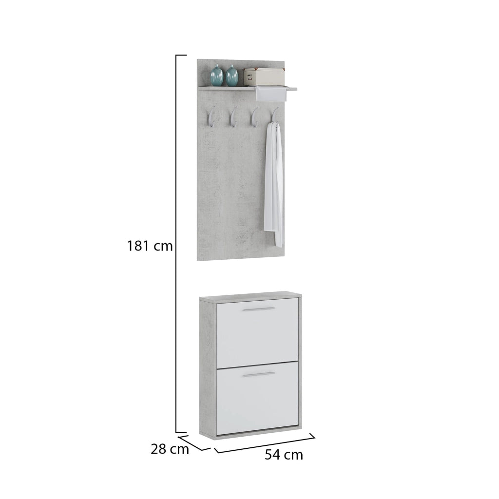 Sestola, Mobile da Ingresso Paia, 54x28x181h cm Grigio Cemento