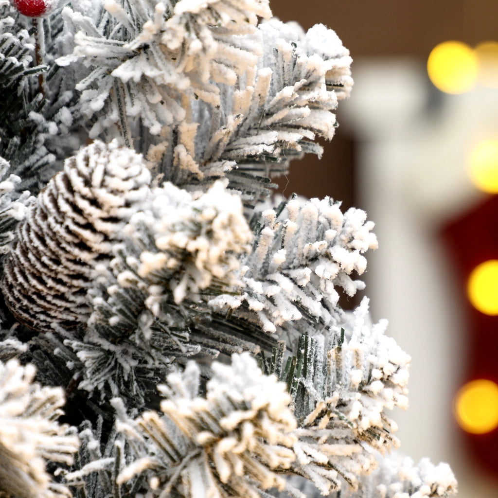 Albero di Natale Mini Innevato 60 cm con Pigne e Bacche Rosse per Interni