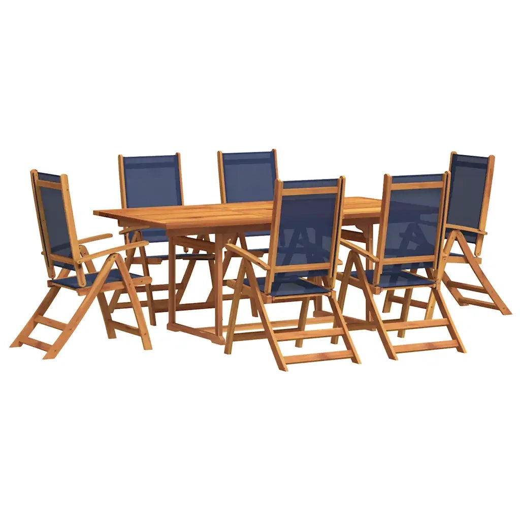 Set Pranzo da Giardino 7pz Legno Massello di Acacia e Textilene