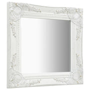 Specchio da Parete Stile Barocco 40x40 cm Bianco 320304