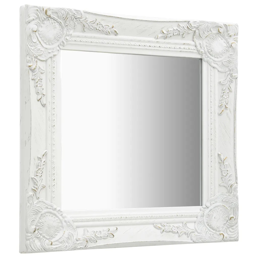 Specchio da Parete Stile Barocco 40x40 cm Bianco 320304