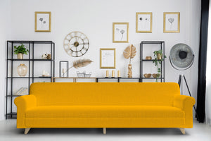 Copridivano Elasticizzato 4 Posti in Poliestere Giallo