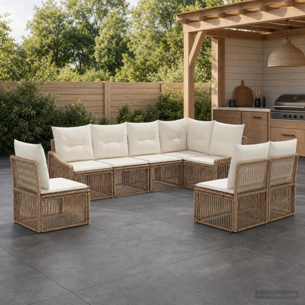 Set Divano da Giardino 8 pz Beige polyrattan 3436023