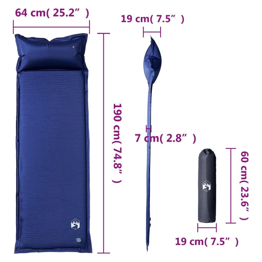 Materasso Campeggio Autogonfiabile Cuscini 1 Persona Blu Marino CFW4444862