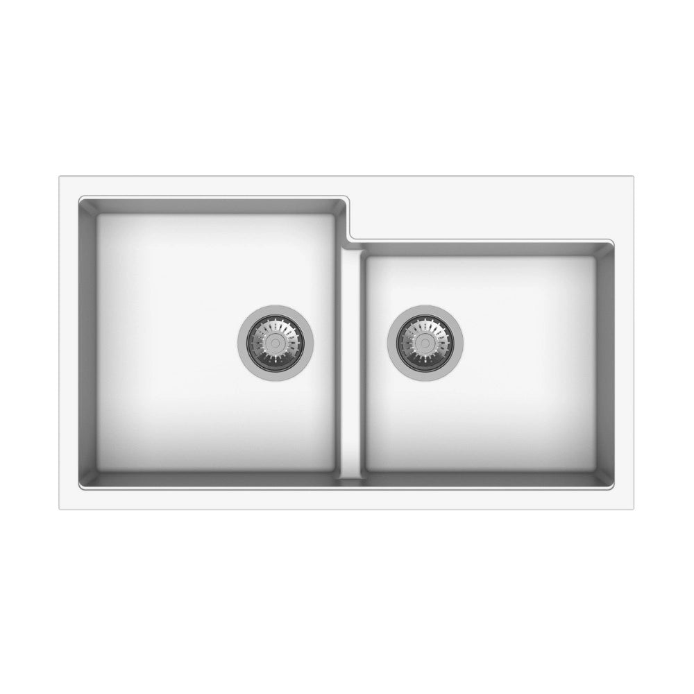 Lavello 86x50 cm 2 vasche bianco