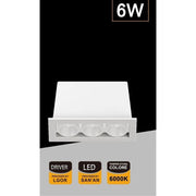 Trade Shop - Faretto Led Rettangolare Da Incasso 6watt Luce 3000k 6000k 4000k Moderno Xtd-3-b - -bianco Freddo      -
