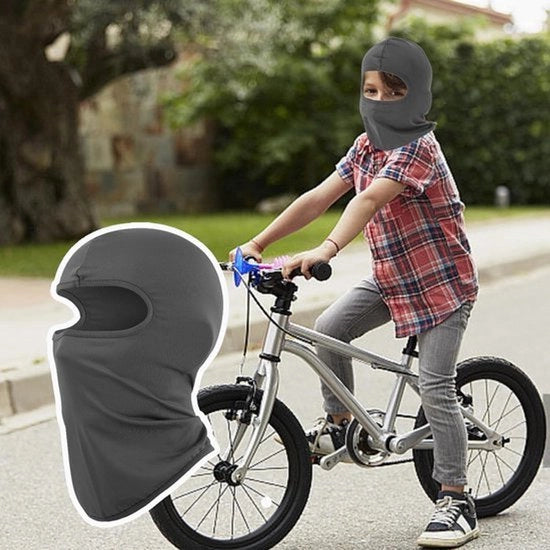 Casco per bambini - nero - casco da bicicletta - maschera UV - ragazzi ragazze - grigio-nero