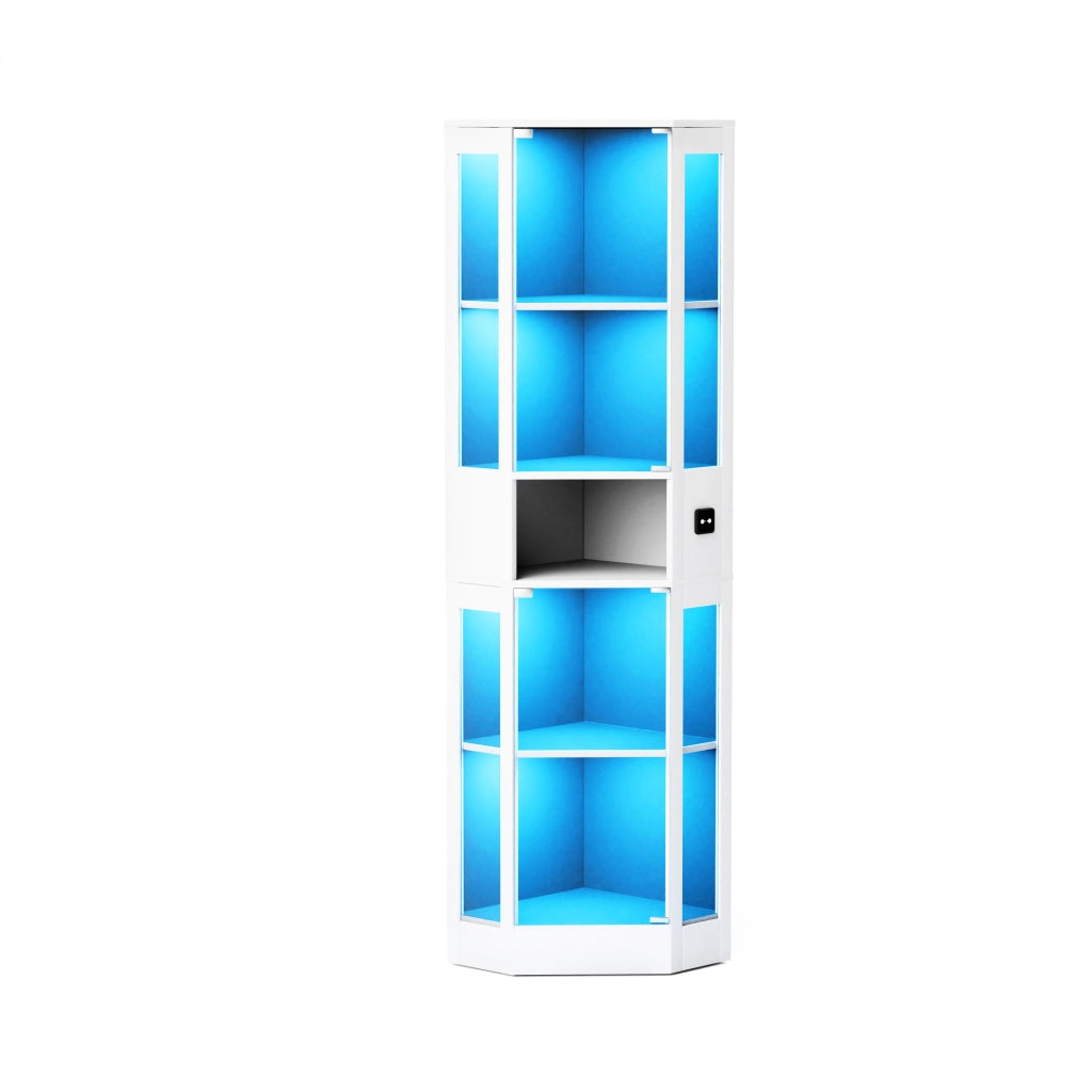 Vetrina con LED a 3 colori e sensore di movimento, per soggiorno e camera da letto, bianco, 57 × 40 × 165 cm