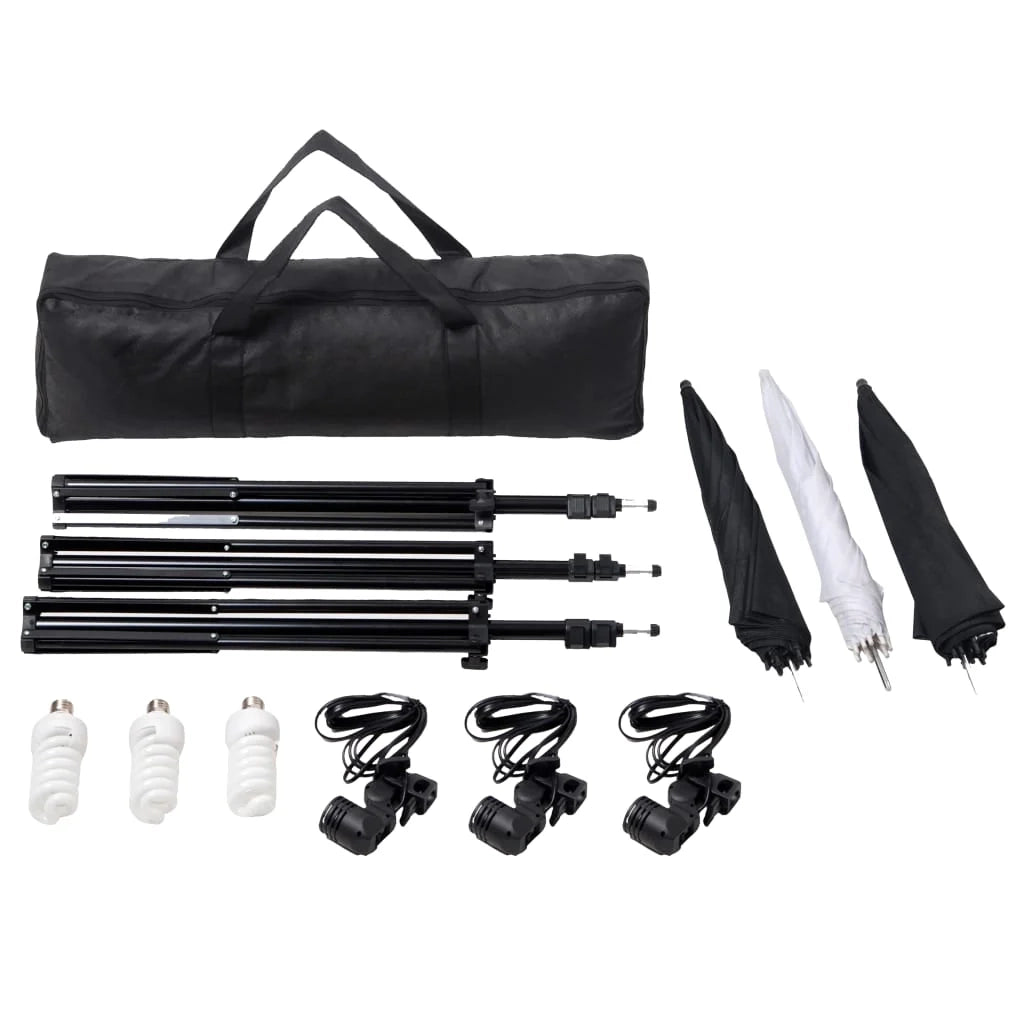 Kit professionale per studio fotografico con set di illuminazione e fondale bianco 02_0001451