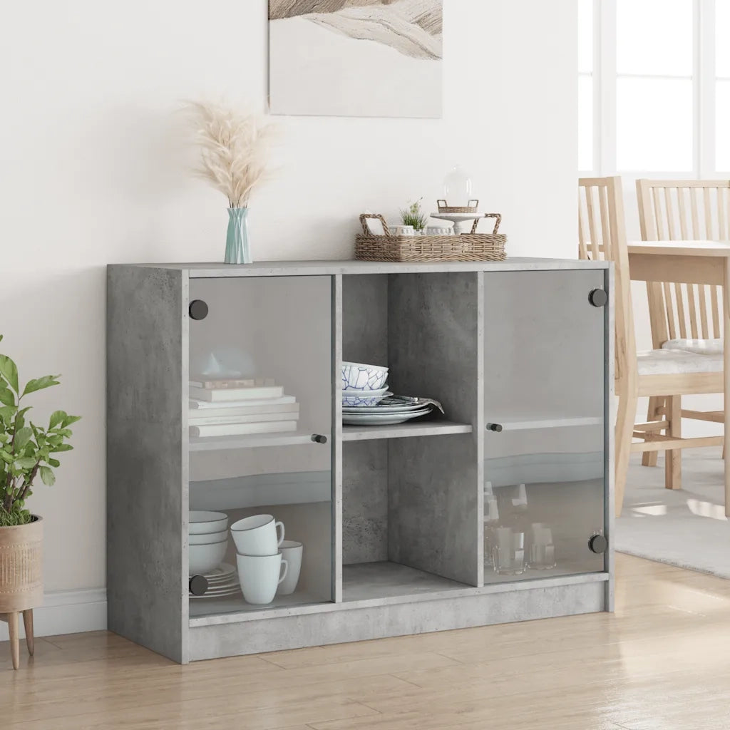 Credenza Grigio Cemento 102x37x75,5 cm in Legno Multistrato 3295874