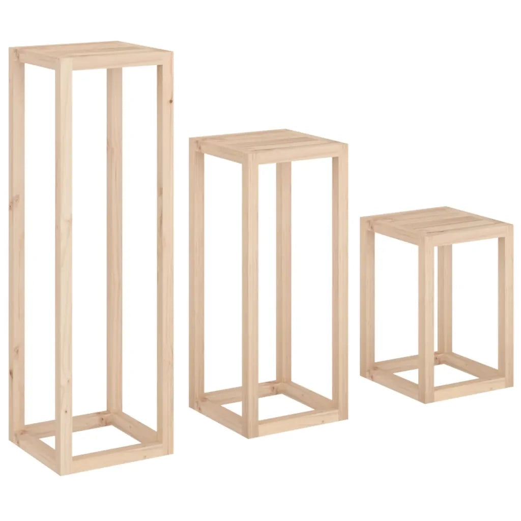Set Supporti per Piante 3 pz in Legno Massello di Pino 822267