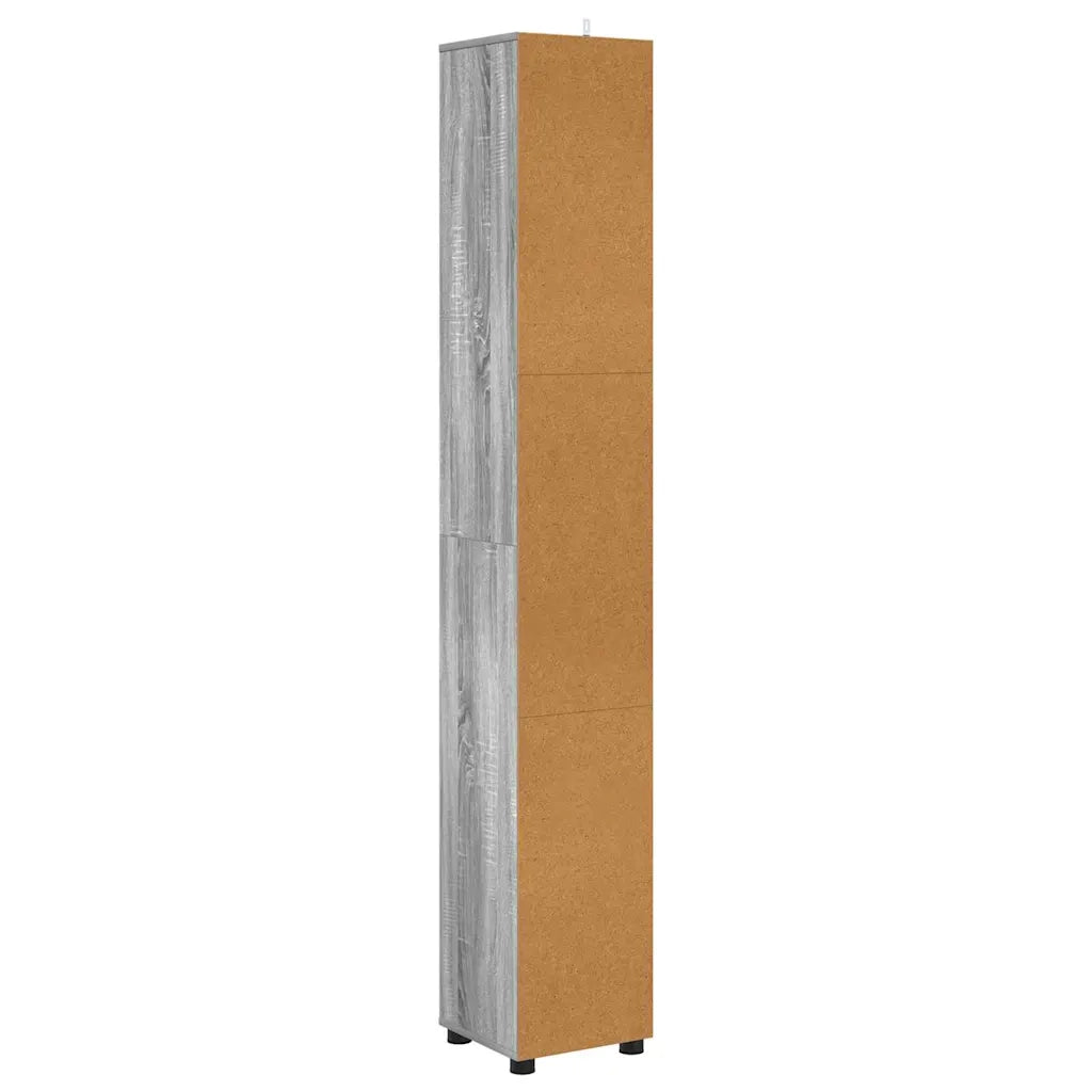 Mobile da Bagno con porta Grigio Sonoma 30,5 x 30 x 195 cm