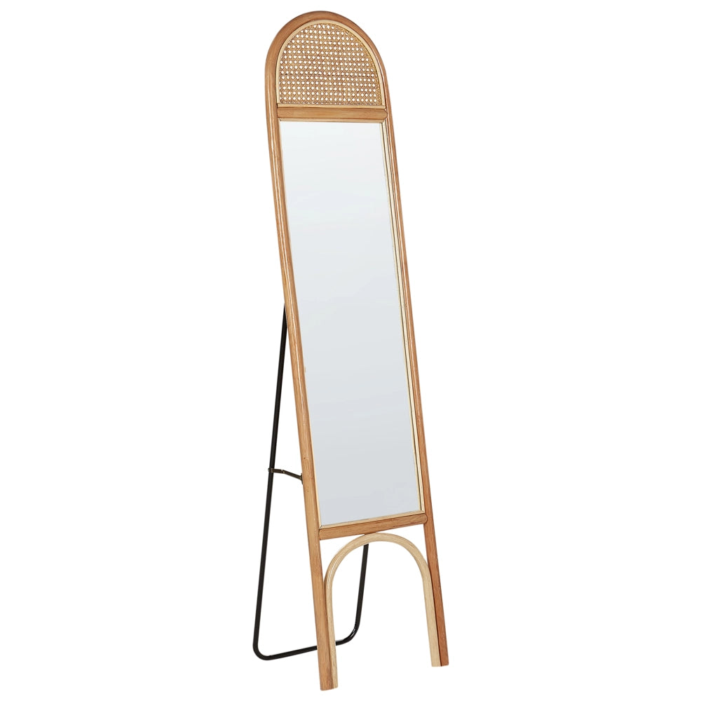 Elegante specchio da terra in rattan naturale tile boho 168x41 cm camera da letto soggiorno