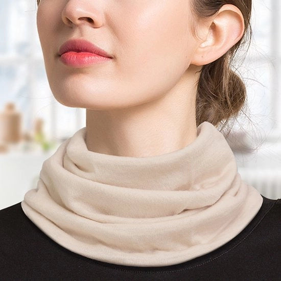 Sfoderata sciarpa calda per donna colore unico stagione inverno-autunno doppia cappa multifunzionale sciarpa intrecciata collo a V piccola sciarpa (32x19cm) - beige