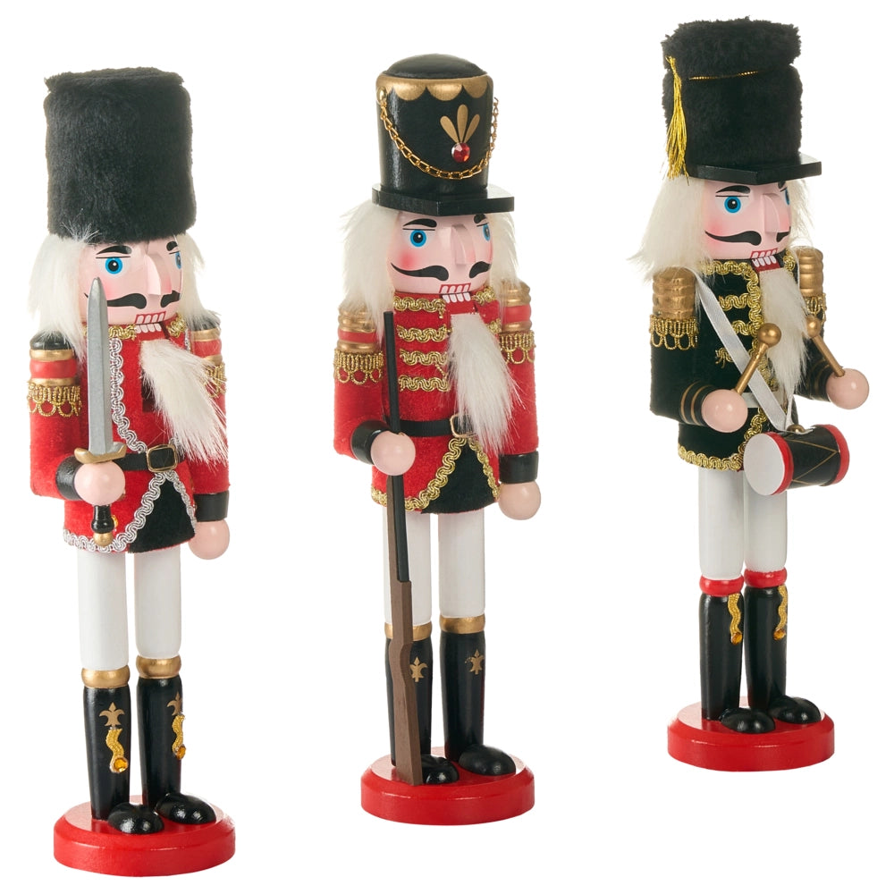Set di 3 statuine Schiaccianoci in materiale sintetico Rosso decorazione natalizia Rosso